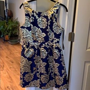 Gold, blue, sparkly event dress!